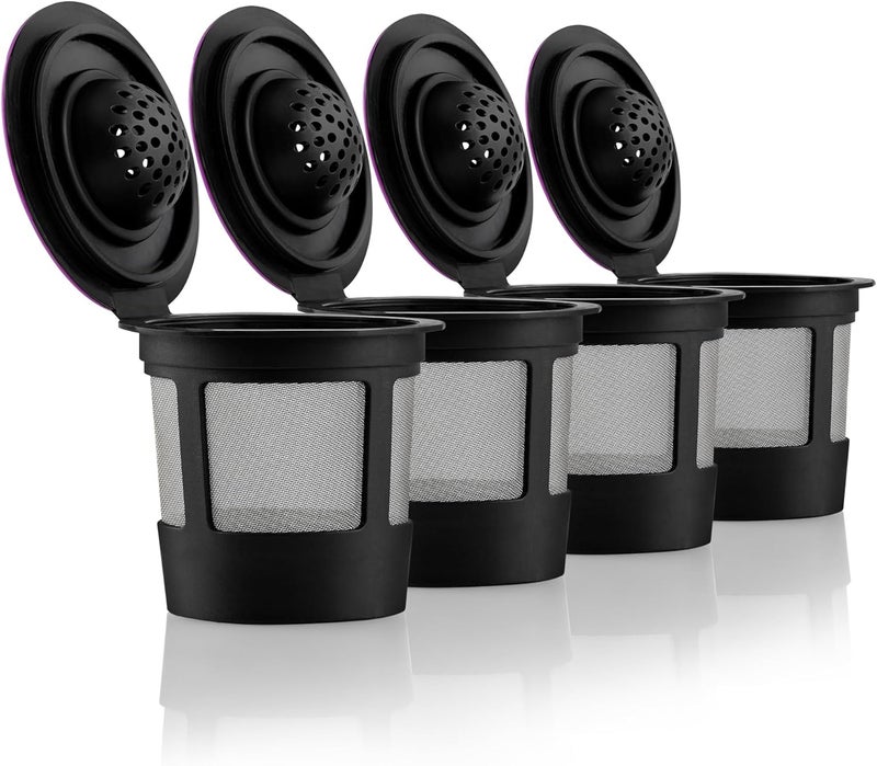 GoodCups 4 Black Reusable K Cups for Keurig Coffee Makers - BPA Free Refillable Kcups Coffee Filters for 1.0 and 2.0 Keurig Brewers - Image 1